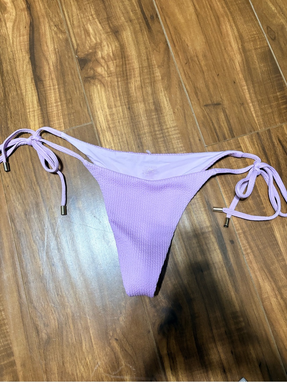 Monday Swimwear Pastel Lilac Textured Bikini Bottom with Tie Details